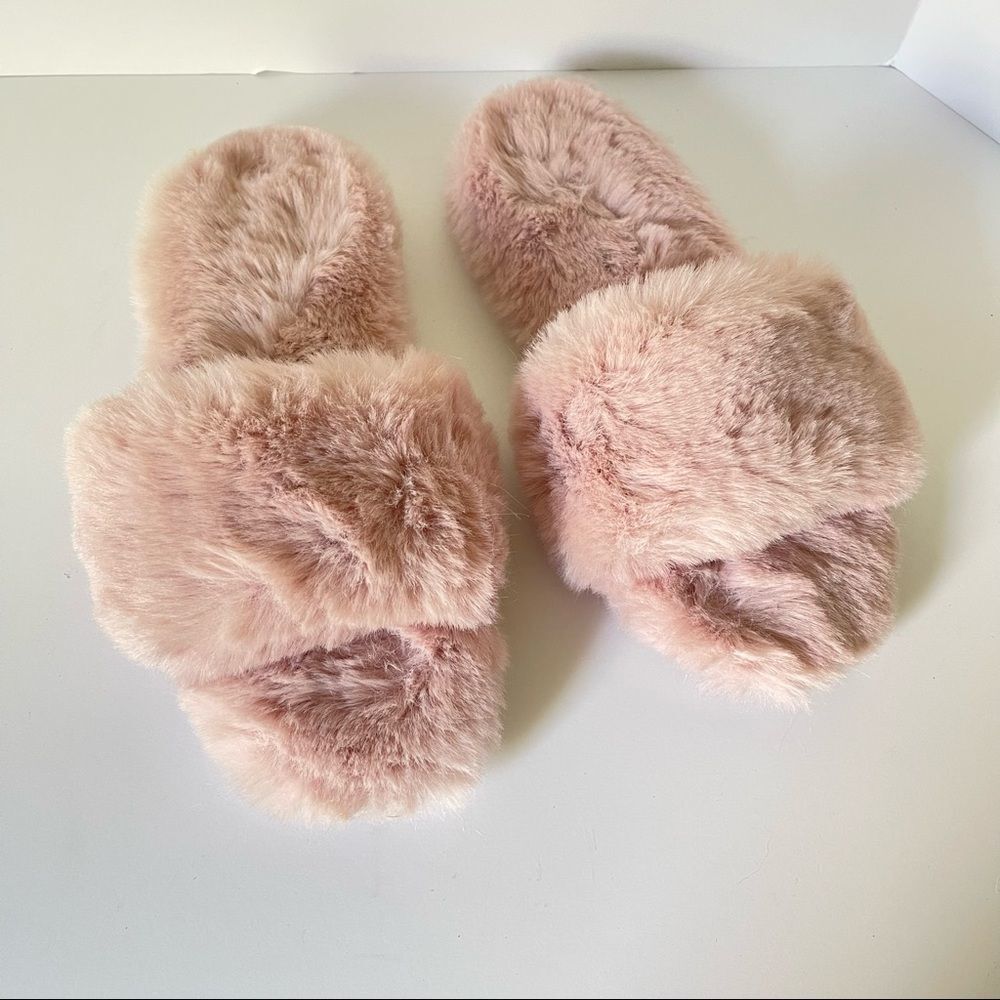 J.Crew Fuzzy Slide Slippers NWOT